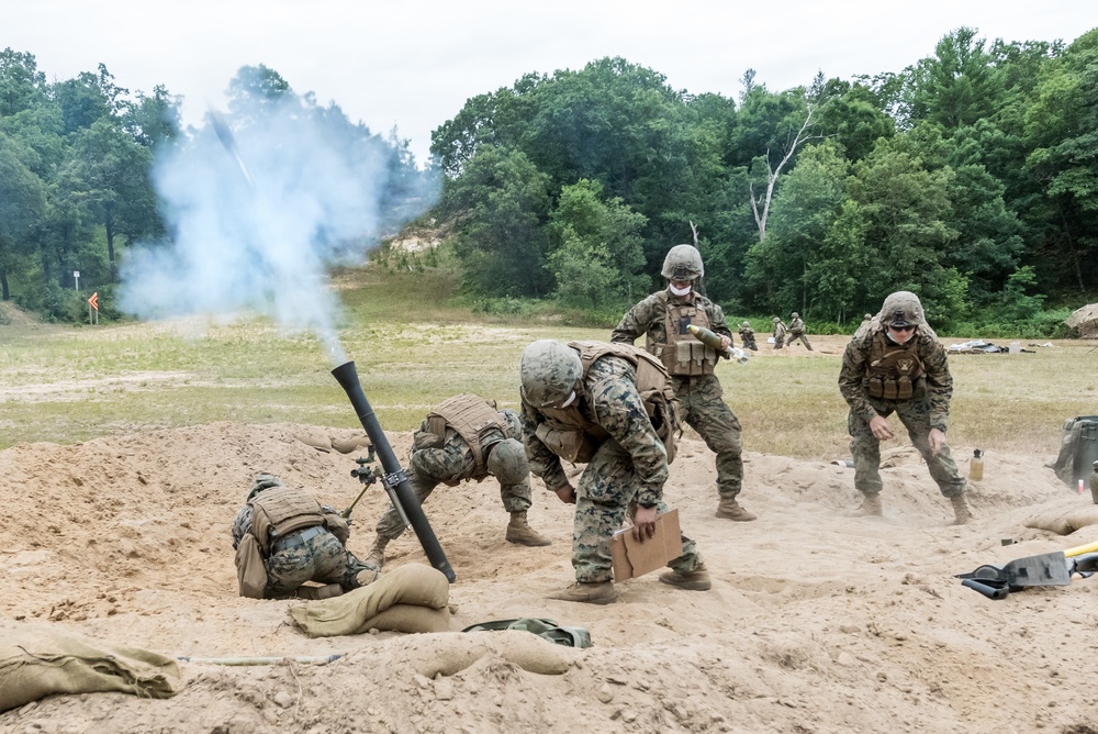 Chicago based Marines from the 2nd Battalion 24th Marines conduct weapons and team training at Total Force Training Center Fort McCoy 3-14 August 2020