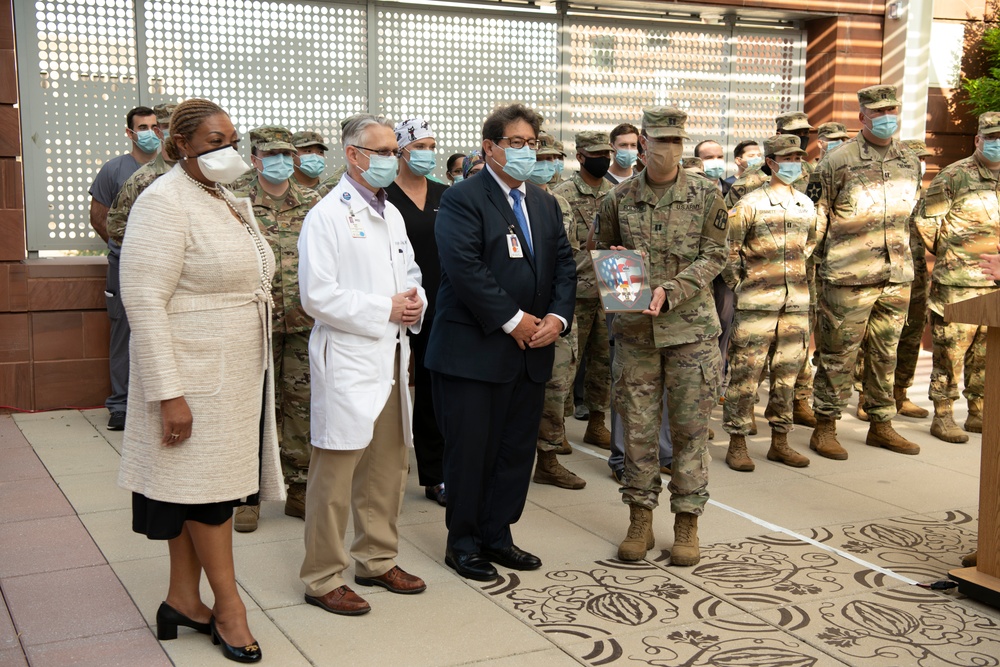 Soldiers from the Urban Augmentation Medical Task Force - 627 meet with hospital staff from University Hospital