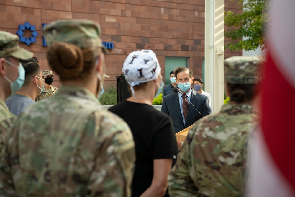Soldiers from the Urban Augmentation Medical Task Force - 627 meet with hospital staff from University Hospital