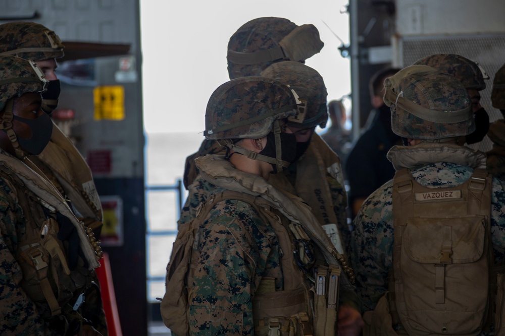 Marines with 2/4 Echo Company, 31st MEU practice egress drills