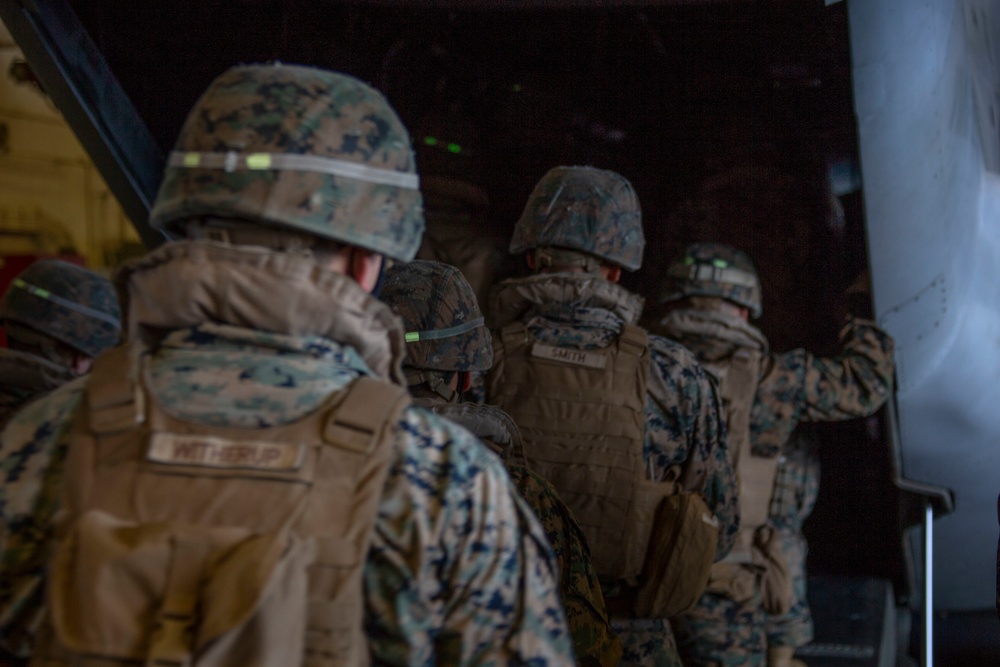 Marines with 2/4 Echo Company, 31st MEU practice egress drills