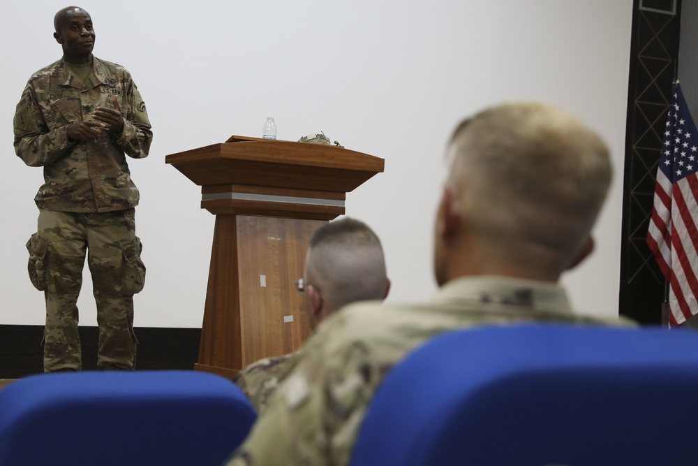 Task Force Spartan Senior Enlisted Leader Holds Town Hall