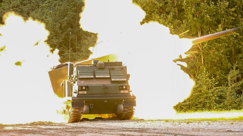 Soldiers assigned 1st Battalion, 6th Field Artillery Regiment work with Estonian Defense Force during their first live fire exercise outside of Germany.