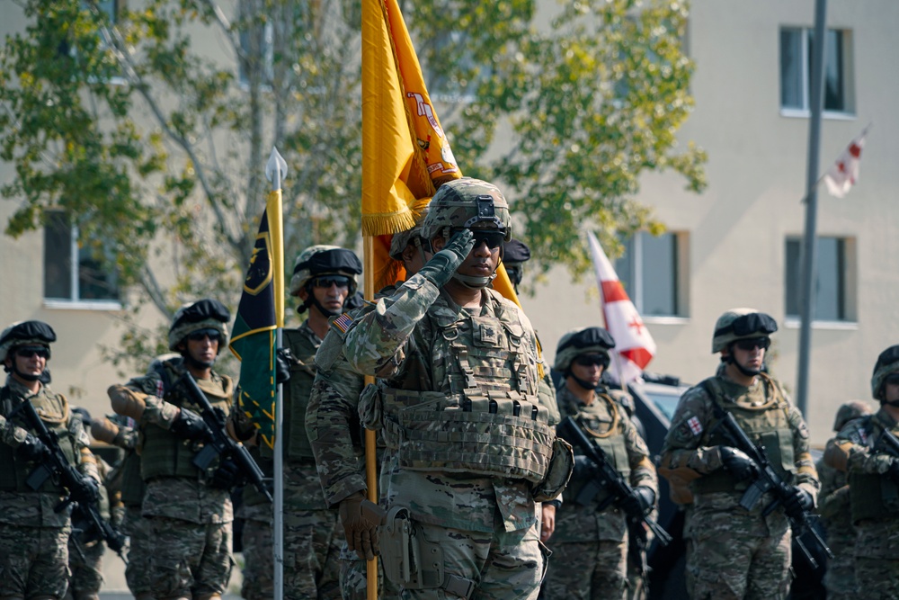 2CR Soldiers participate in the opening ceremony for Noble Partner 20