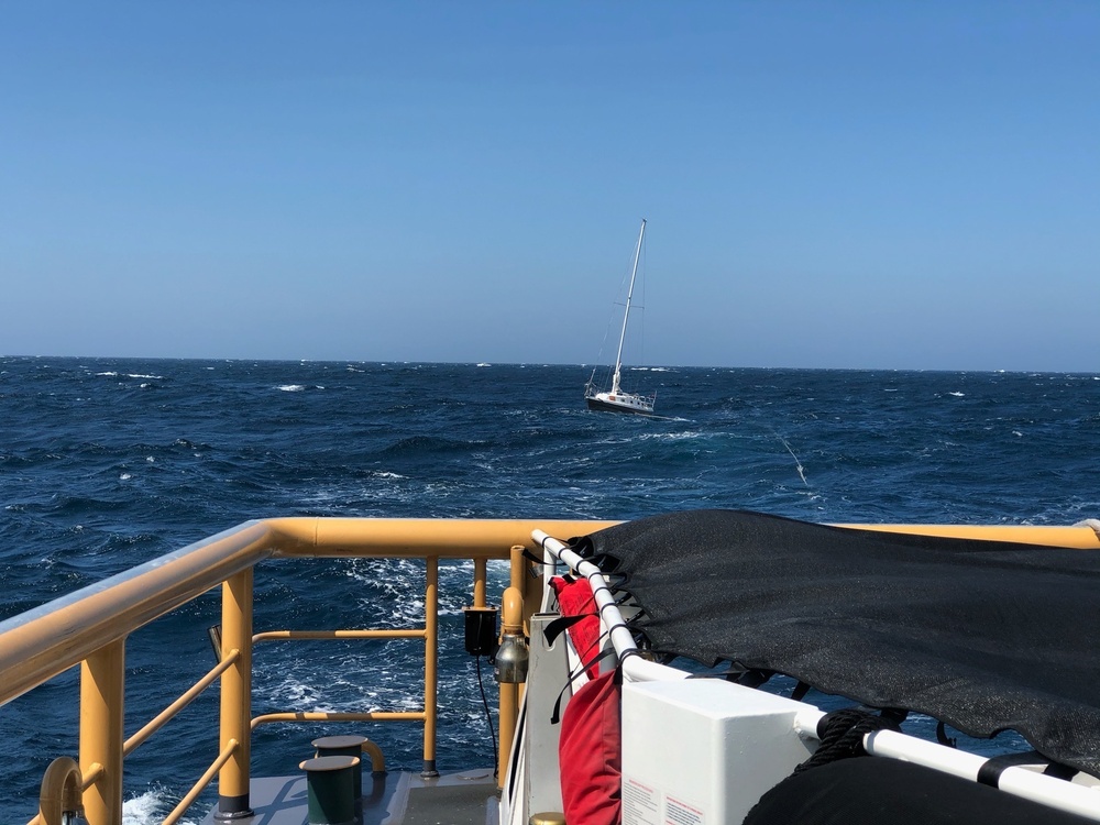 Coast Guard, good Samaritans rescue 3 aboard disabled sailboat approximately 75 miles off Gualala Point