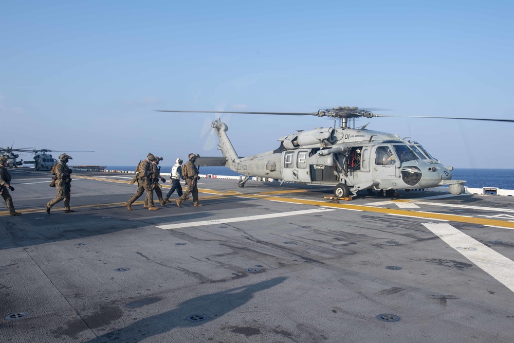 USS America (LHA 6) And 31st Marine Expeditionary Unit Conduct VBSS Exercise