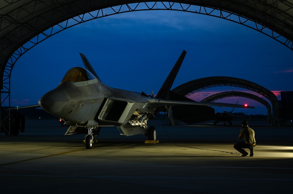 27th Fighter Squadron takes off into the dark