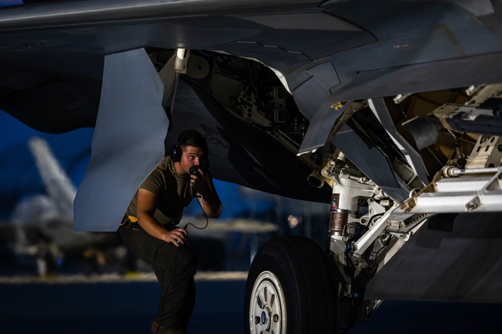 27th Fighter Squadron takes off into the dark