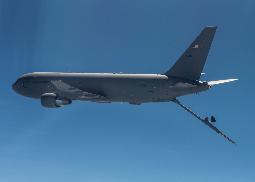 916th ARW KC-46 Pegasus refuels 336th FS F-15E Strike Eagles