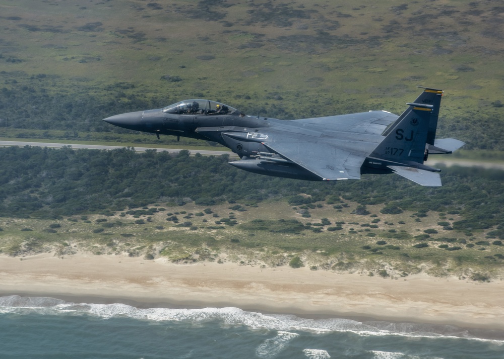 916th ARW KC-46 Pegasus refuels 336th FS F-15E Strike Eagles