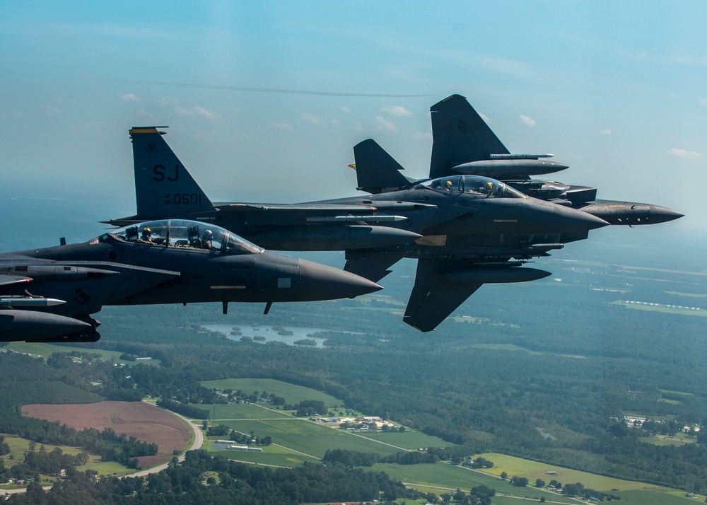 916th ARW KC-46 Pegasus refuels 336th FS F-15E Strike Eagles