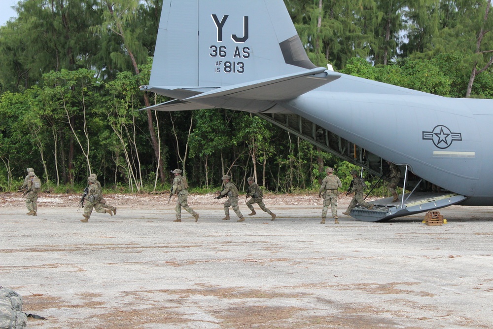 U.S. Military lands C130 on newly renovated Angaur Airfield in Palau