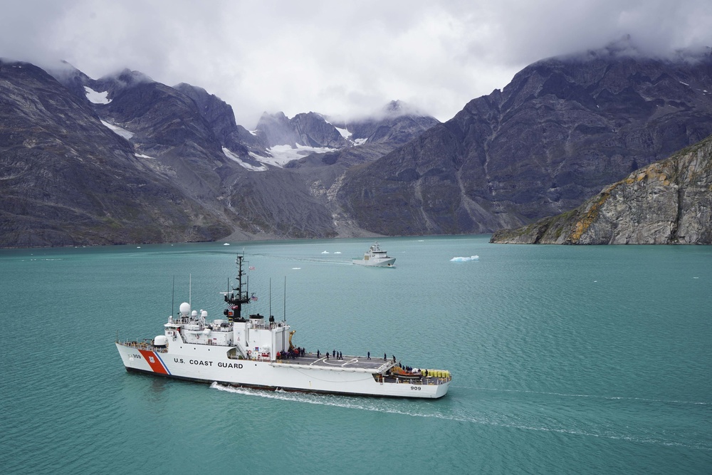 U.S. Coast Guard Cutter Campbell conducts joint training with Royal Danish Navy along the west coast of Greenland.