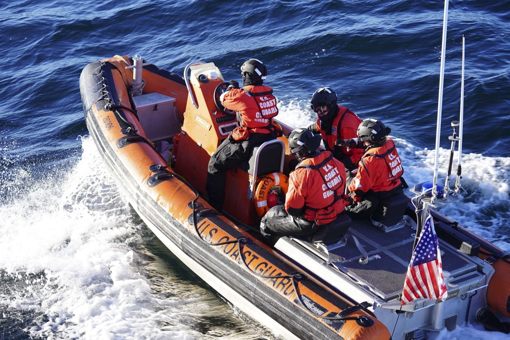 U.S. Coast Guard Cutter practices search and rescue drills off the western coast of Greenland