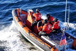 U.S. Coast Guard Cutter practices search and rescue drills off the western coast of Greenland