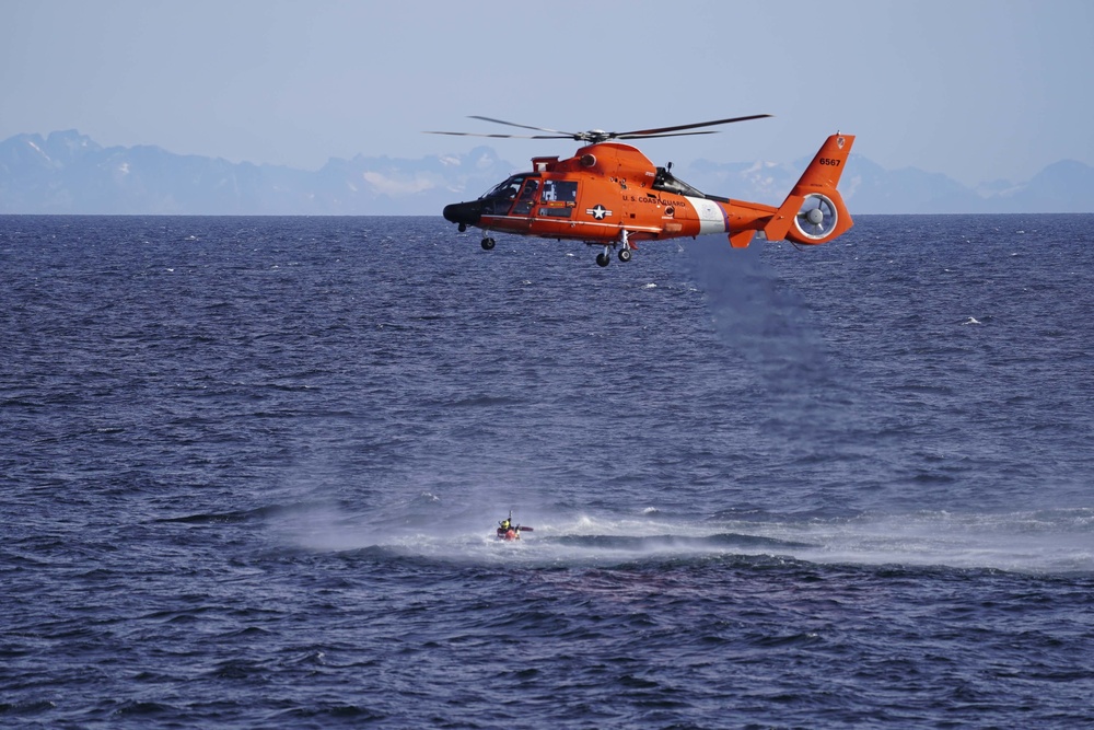 U.S. Coast Guard Cutter practices search and rescue drills off the western coast of Greenland