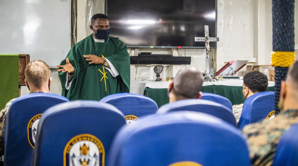Roman Catholic Mass is Conducted Aboard USS Germantown (LSD 42)