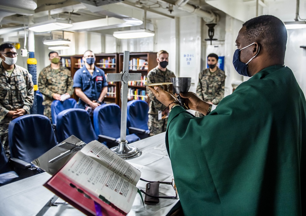 Roman Catholic Mass is Conducted Aboard USS Germantown (LSD 42)