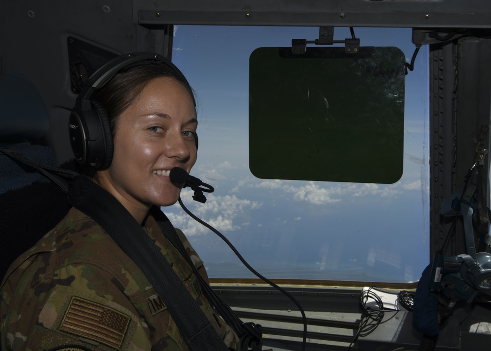 First Lieutenant Emily Timinski, a C-17 Globemaster III pilot assigned to the 15th Airlift Squadron., is a part of the aircrew that transported a large mobile field to Norman Kingston, Jamaica, Sept. 9, 2020.