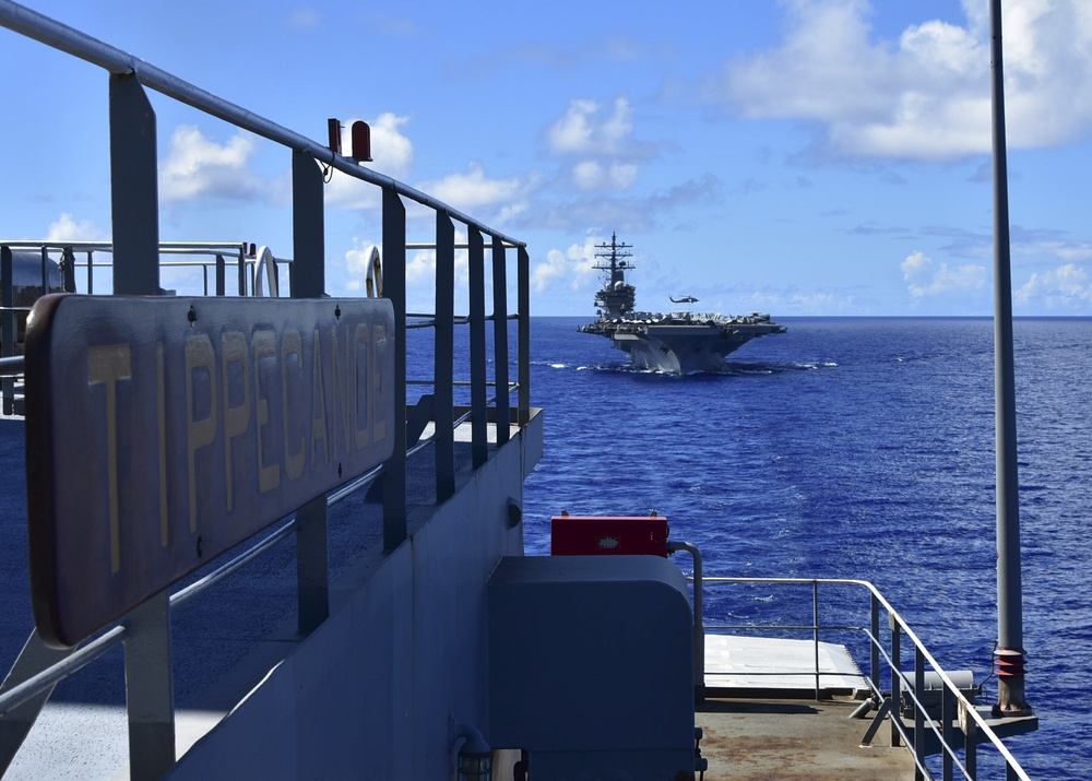 USNS Tippecanoe (T-AO 199) Conducts Underway Replenishment with USS Ronald Reagan (CVN 76)