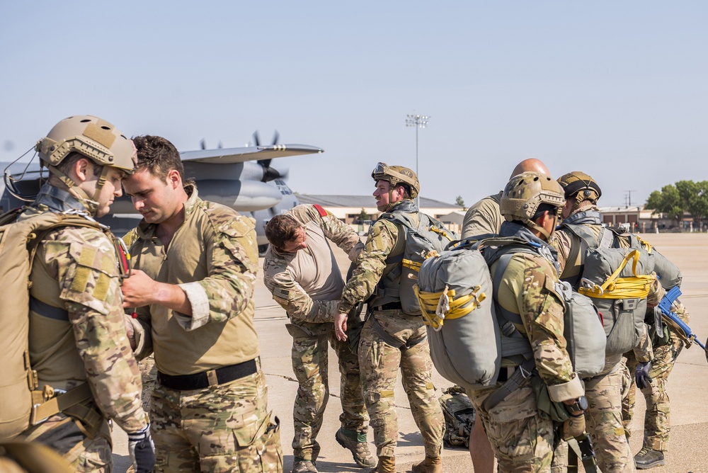 Special Tactics Airmen parachute for training