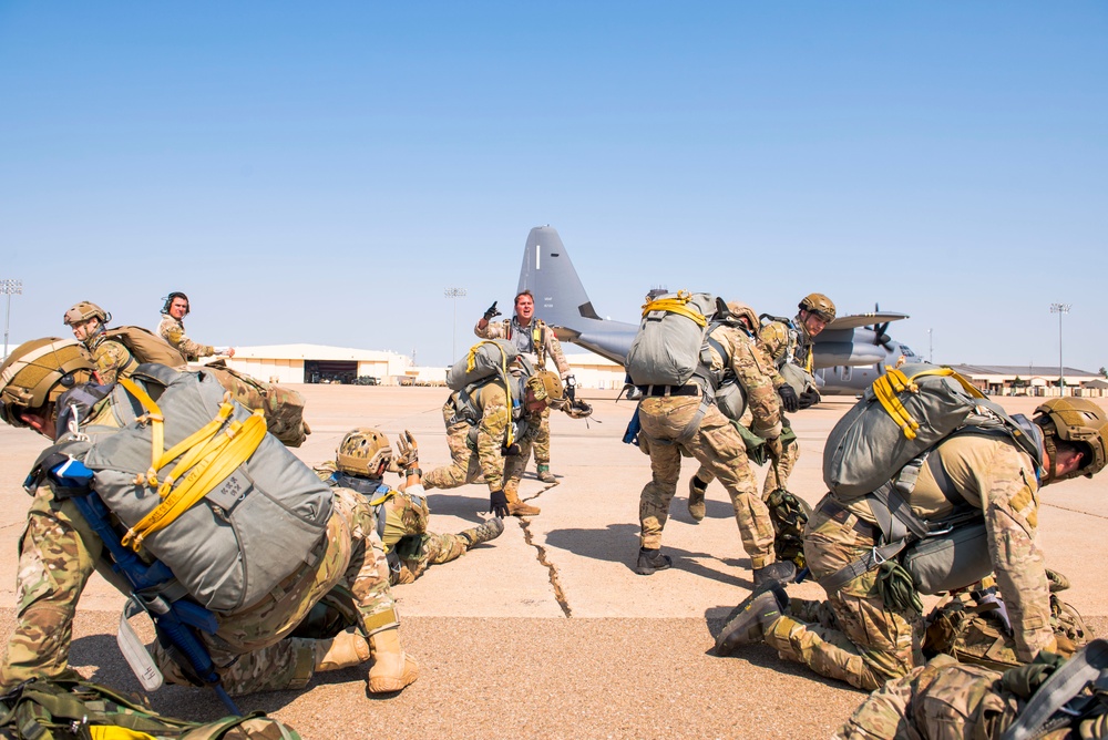 Special Tactics Airmen parachute for training