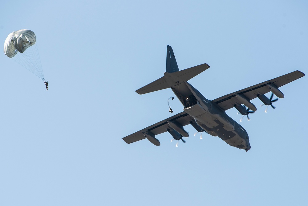 Special Tactics Airmen parachute for training