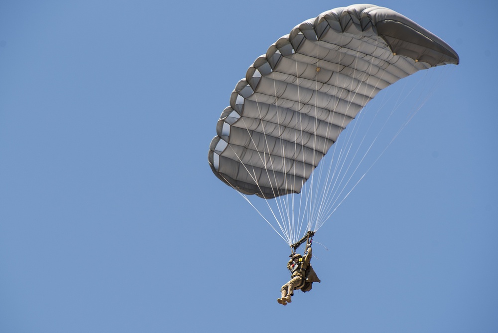 Special Tactics Airmen parachute for training