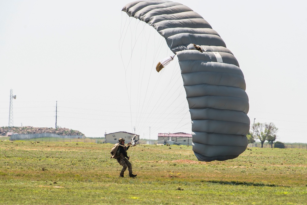 Special Tactics Airmen parachute for training