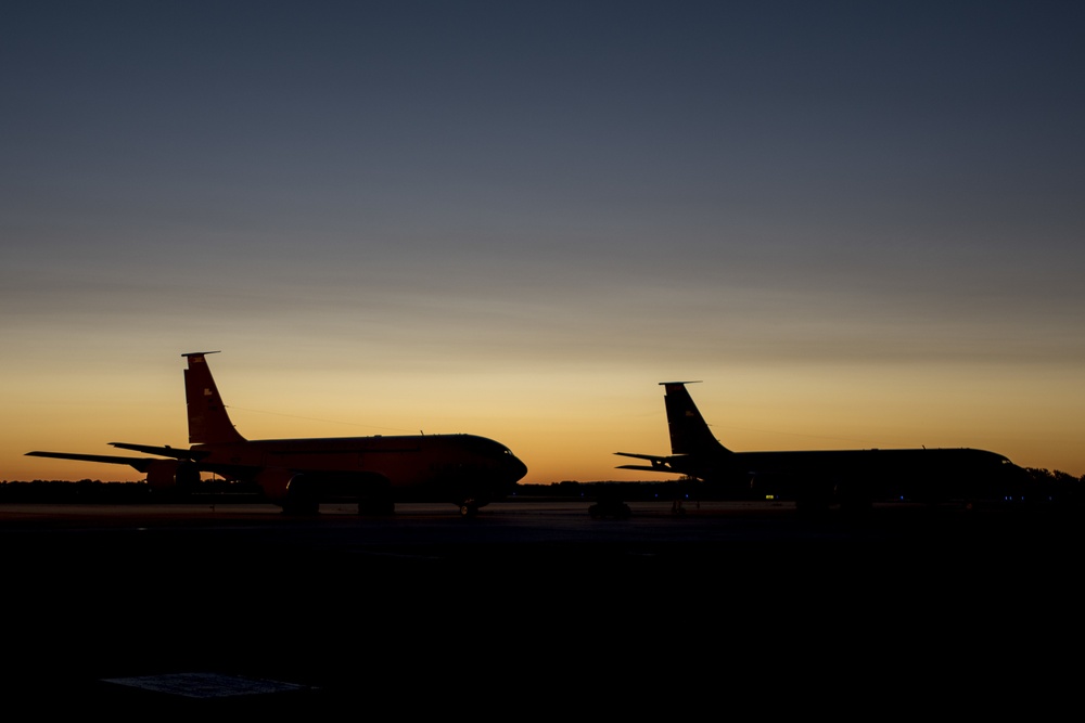 Flight line at sunrise