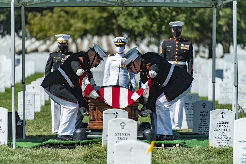 Modified Military Funeral Honors with Funeral Escort Are Conducted for U.S. Marine Corps First Class Harry Morrissey in Section 60