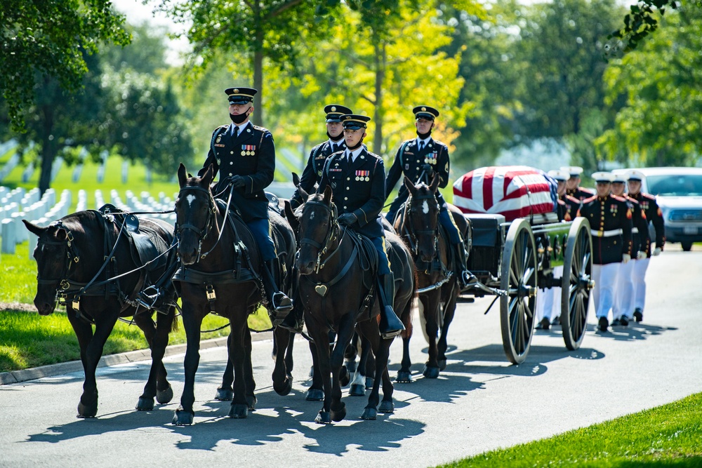 Modified Military Funeral Honors with Funeral Escort Are Conducted for U.S. Marine Corps First Class Harry Morrissey in Section 60