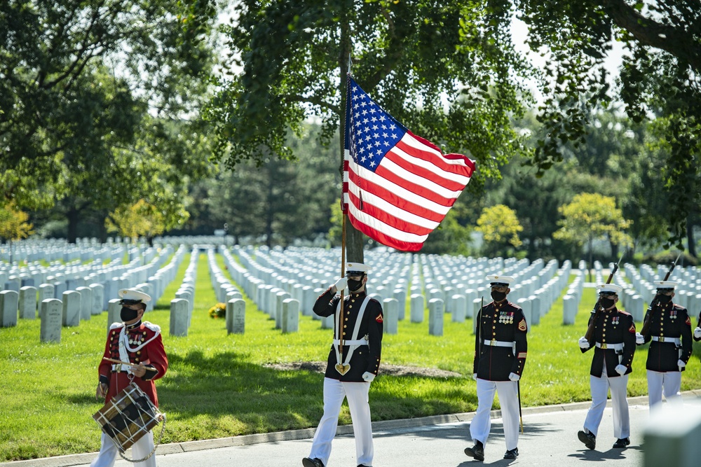 Modified Military Funeral Honors with Funeral Escort Are Conducted for U.S. Marine Corps First Class Harry Morrissey in Section 60