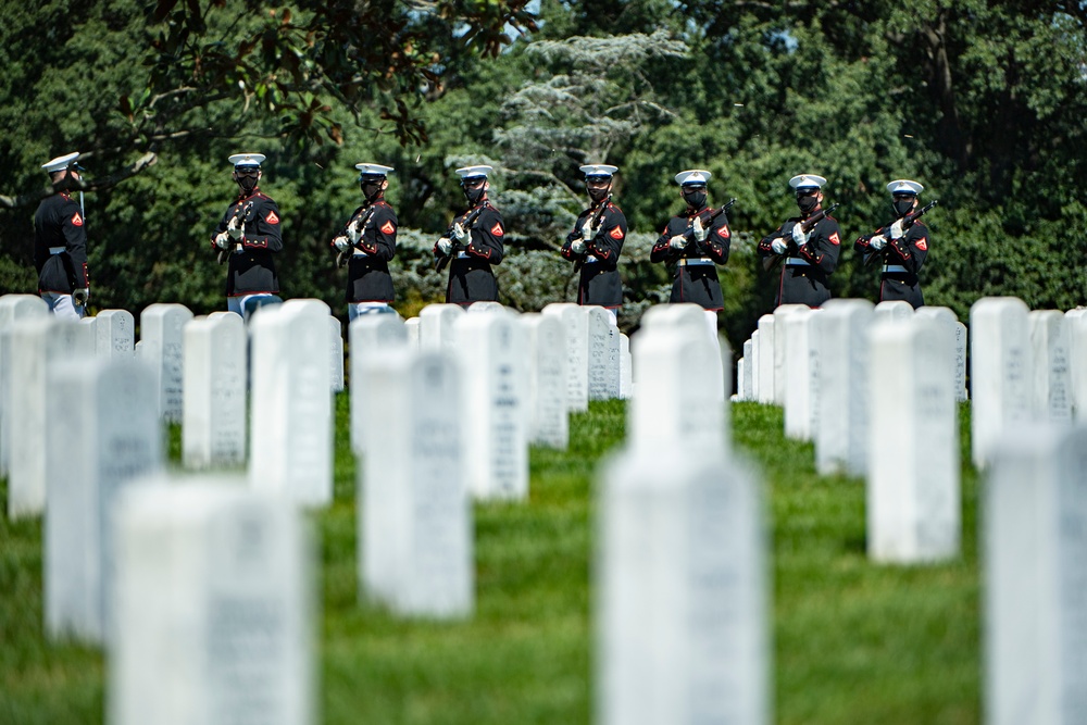 Modified Military Funeral Honors with Funeral Escort Are Conducted for U.S. Marine Corps First Class Harry Morrissey in Section 60