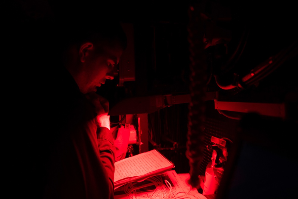 Chaplain recites evening prayer aboard USS Princeton