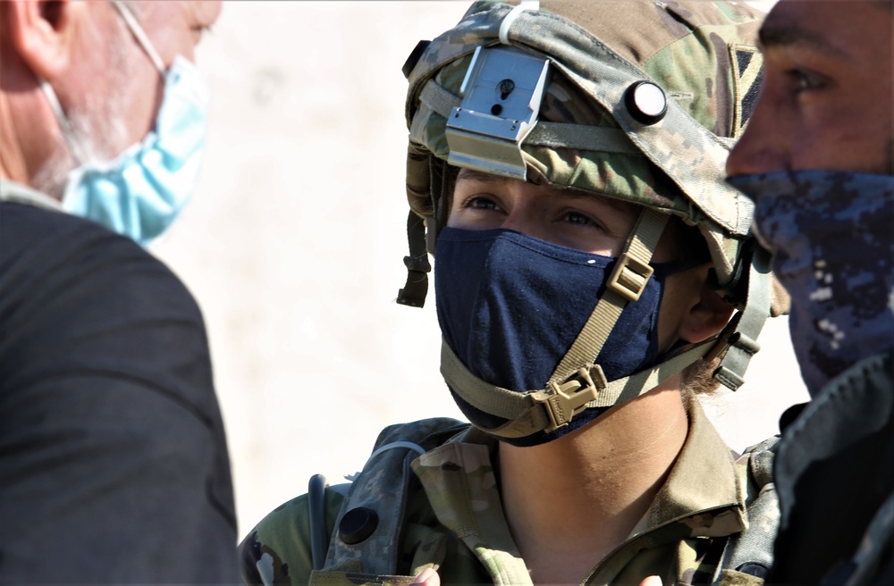 A U.S. Army Soldier participates in a key leader engagement during Combined Resolve