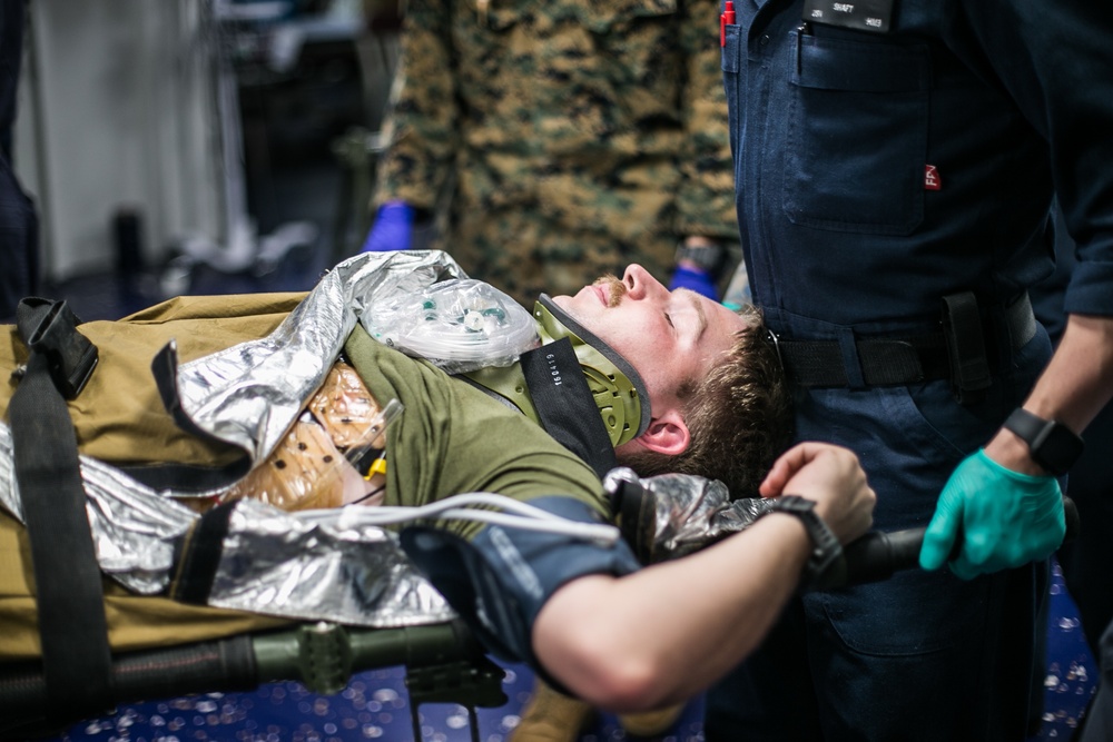 Medical staff conducts trauma drill aboard USS America