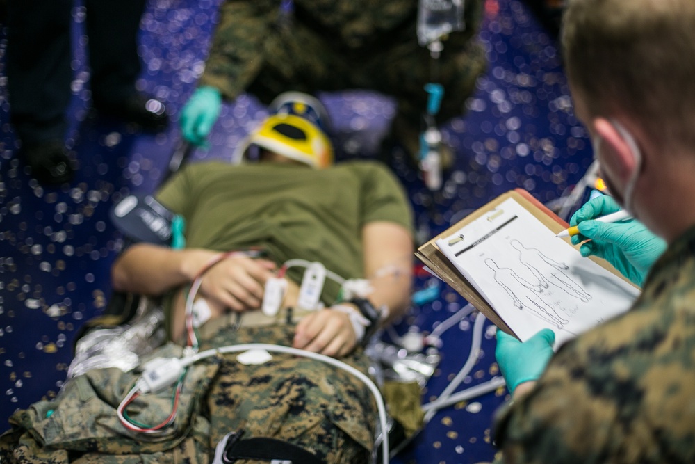 Medical staff conducts trauma drill aboard USS America