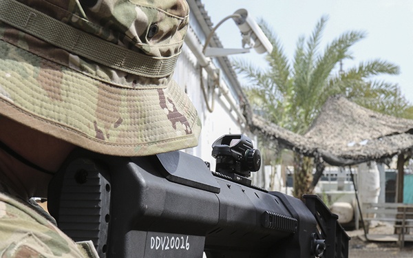 Soldiers with Bravo Company, 2nd Battalion, 135th Infantry Regiment conduct Counter Unmanned Aircraft Systems Training