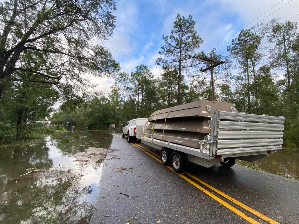 Coast Guard Sector Houston-Galveston Flood Response Team responds to flooded neighborhoods in Seminole, Alabama, following Hurricane Sally