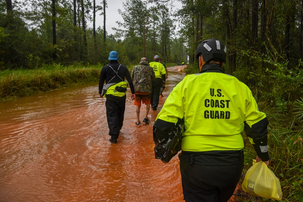 Coast Guard Sector Houston-Galveston Flood Response Team responds to flooded neighborhoods in Seminole, Alabama, following Hurricane Sally