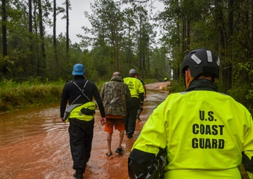 Coast Guard Sector Houston-Galveston Flood Response Team responds to flooded neighborhoods in Seminole, Alabama, following Hurricane Sally