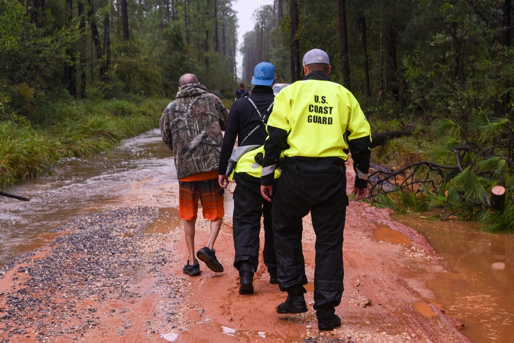 Coast Guard Sector Houston-Galveston Flood Response Team responds to flooded neighborhoods in Seminole, Alabama, following Hurricane Sally