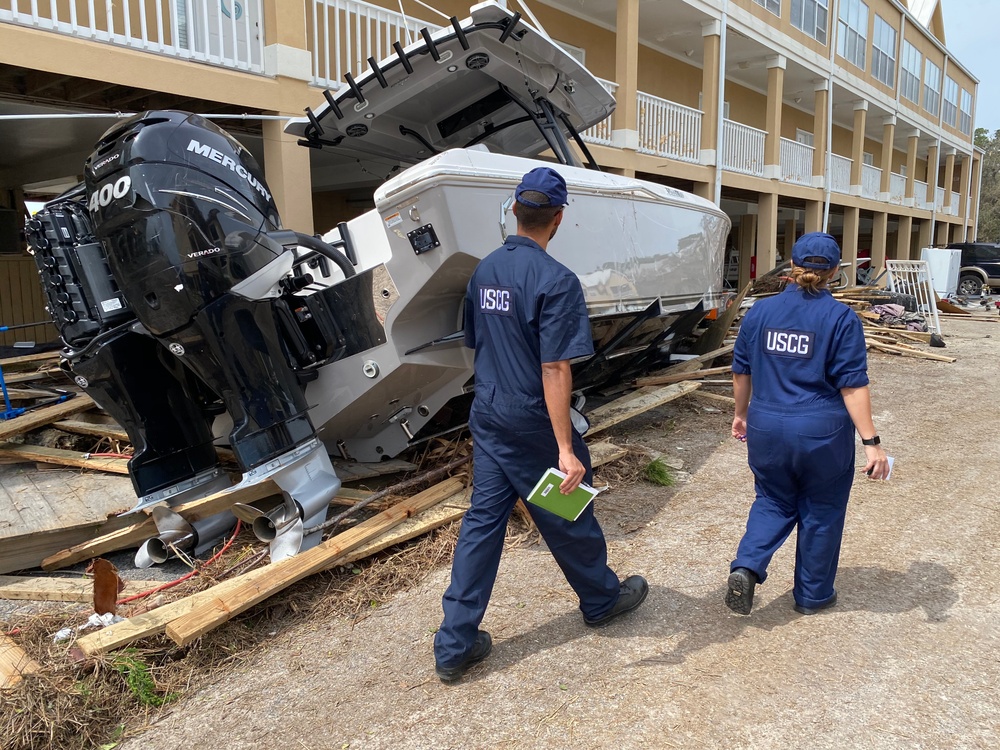 Coast Guard Sector Mobile Pollution Responders assess Hurricane Sally damage in Orange Beach, Alabama