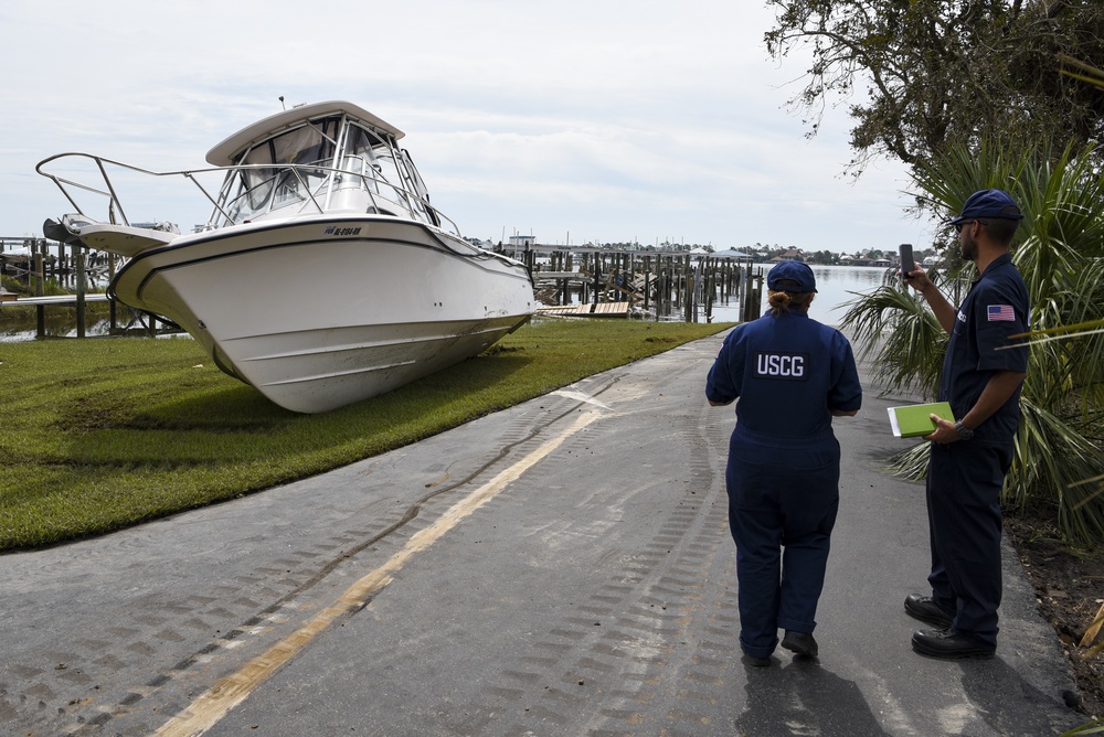 Coast Guard Sector Mobile Pollution Responders assess Hurricane Sally damage in Orange Beach, Alabama