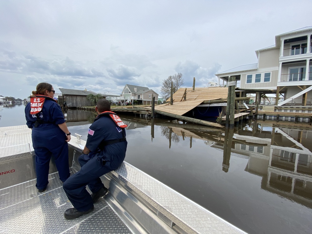 Coast Guard Sector Mobile Pollution Responders assess Hurricane Sally damage in Orange Beach, Alabama