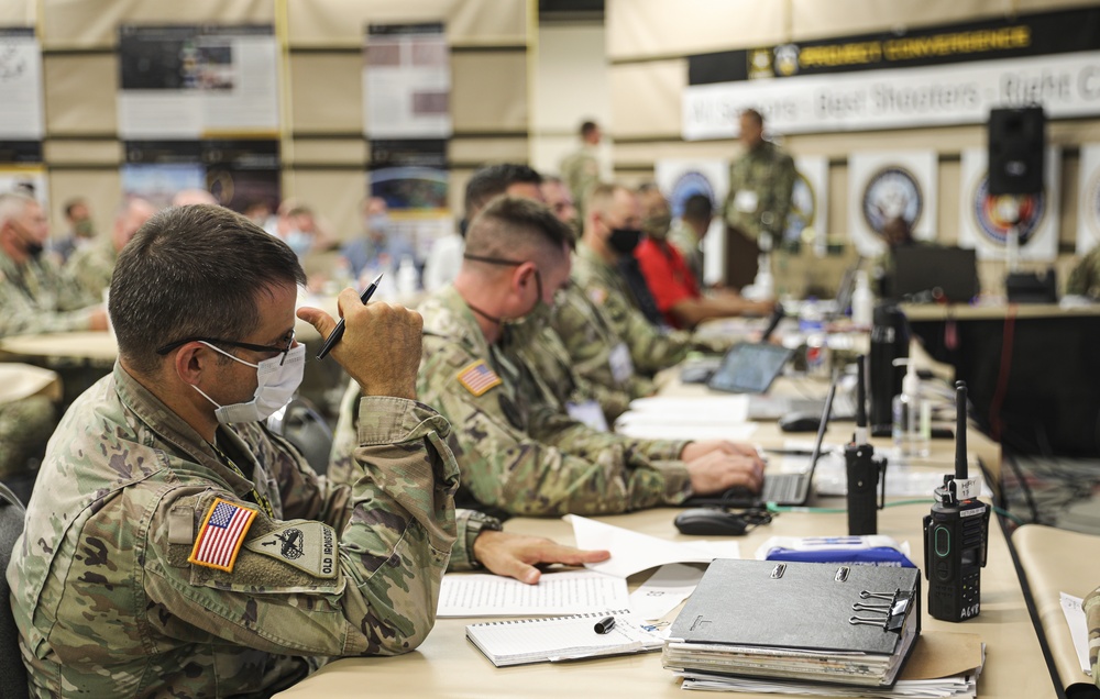 U.S. Army Soldiers, alongside Department of Defense contractors, assembled during Project Convergence 20, to initiate testing exercises for new Multi-Domain Operations weapons systems, at Yuma Proving Ground, Arizona, September 17, 2020.