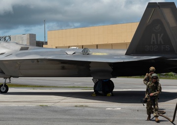 F-22s Perform Hot Refuel with ACE Airmen