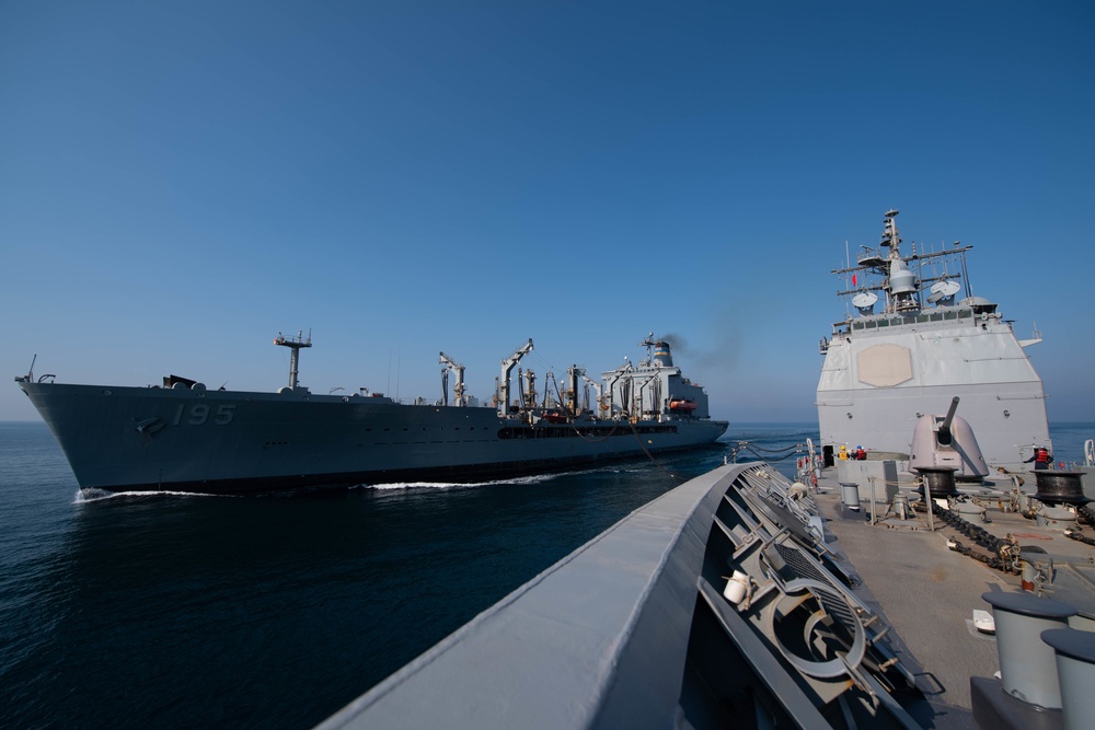 USS Princeton, USNS Leroy Grumman (T-AO 195) conduct RAS