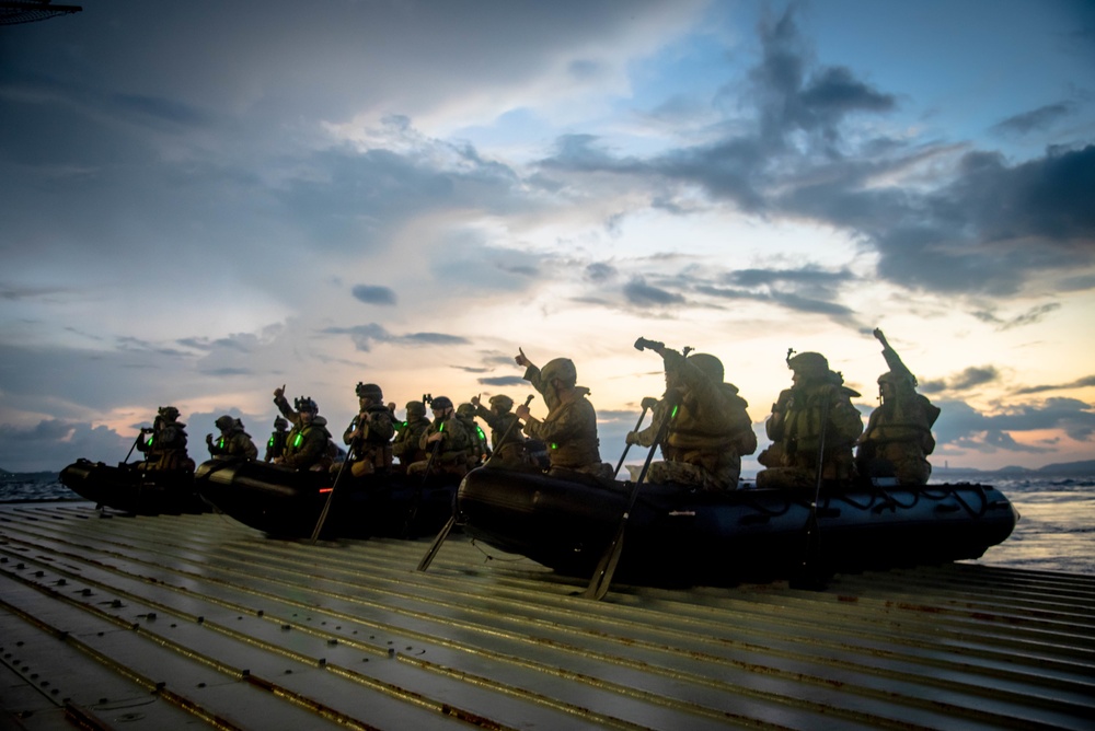 High tide: Fox Co, 31st MEU, debark USS New Orleans on boat raid